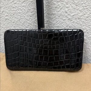 Source Unknown Black Crocodile-Embossed hardshell snap closure Wallet
